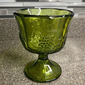 Green Indiana Glass Colony Grape‎ Harvest Large Pedestal